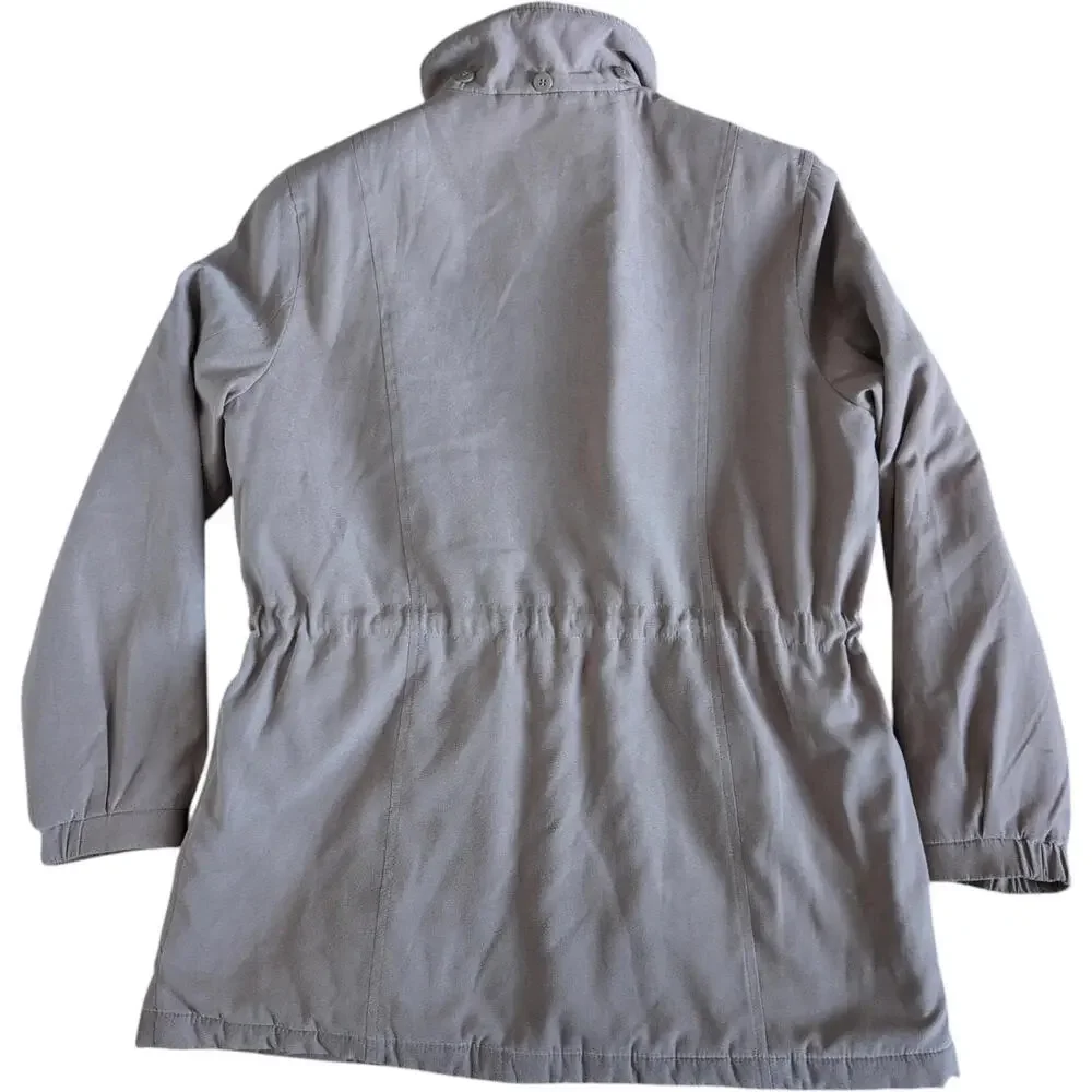London Fog Coat Womens PM Beige Microfiber‎ Zip Parka Drawstring Waist Insulated